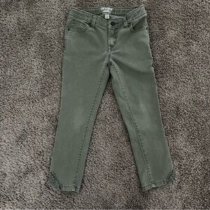 Cat & Jack Green Girl Skinny Jeans with Knit Detail Size 8